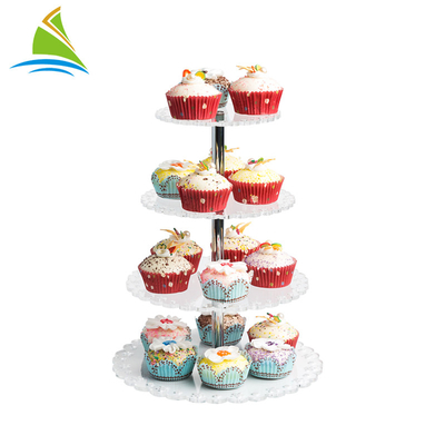 5 - Πύργος Cupcake στάσεων επίδειξης γαμήλιων ακρυλικός κέικ σειρών γύρω από τη μορφή