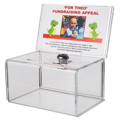 Μικρά ακρυλικά κιβώτια επίδειξης Fundraise με το κιβώτιο δωρεάς κλειδαριών/πλεξιγκλάς