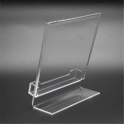 5 &quot; Χ 7» Lucite ακρυλικός κλιμένος κάτοχος σημαδιών ενθέτων πλεξιγκλάς με την τσέπη επαγγελματικών καρτών
