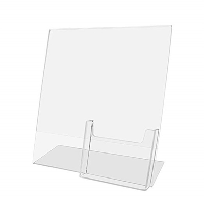 Ακρυλικός countertop ενθέτων ραπίσματος πίσω κάτοχος σημαδιών 8,5 X 11 ίντσες με την τσέπη φυλλάδιων
